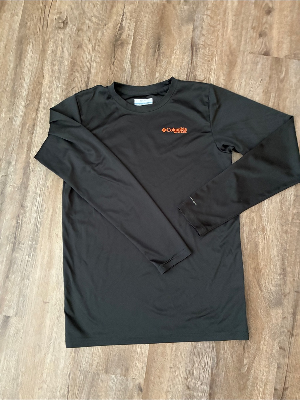 Columbia Long Sleeve Black Tee with Orange Logo